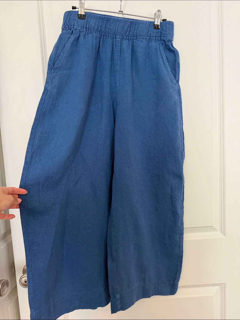 Tahari Blue Wide-Leg Elastic-Waist Pants